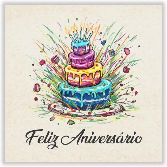 Cartão de Aniversário Personalizado. 15x15cm. Pct. c/ 12un