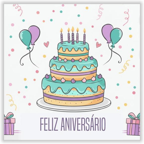 Cartão de Aniversário Personalizado. 15x15cm. Pct. c/ 12un