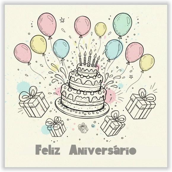 Cartão de Aniversário Personalizado. 15x15cm. Pct. c/ 12un