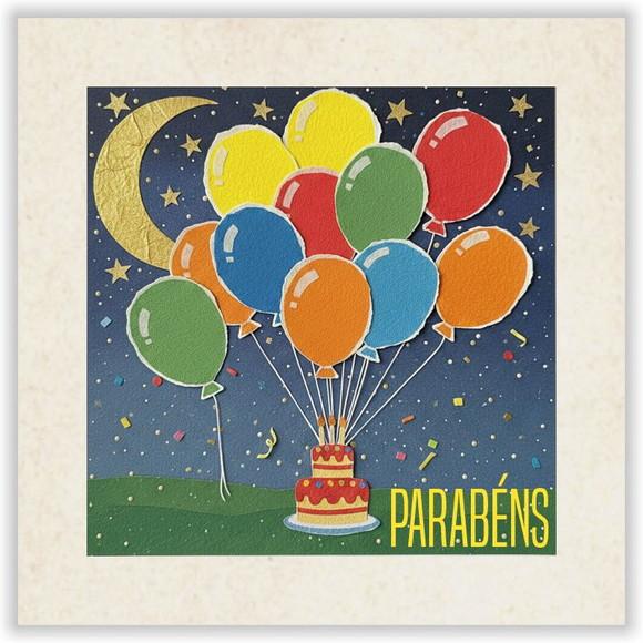 Cartão de Aniversário Personalizado. 15x15cm. Pct. c/ 12un