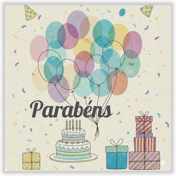 Cartão de Aniversário Personalizado. 15x15cm. Pct. c/ 12un