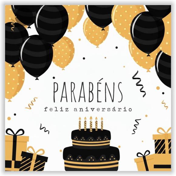 Cartão de Aniversário Personalizado. 15x15cm. Pct. c/ 12un