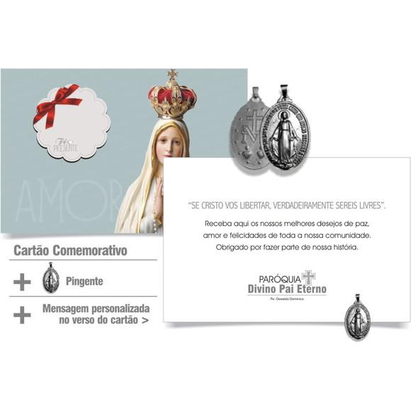 CARTÃO DE FELICITAÇÕES PERSONALIZADO + PINGENTE + ENVELOPE.