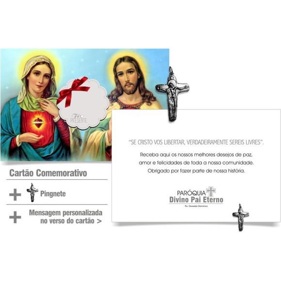 CARTÃO DE FELICITAÇÕES PERSONALIZADO + PINGENTE + ENVELOPE.