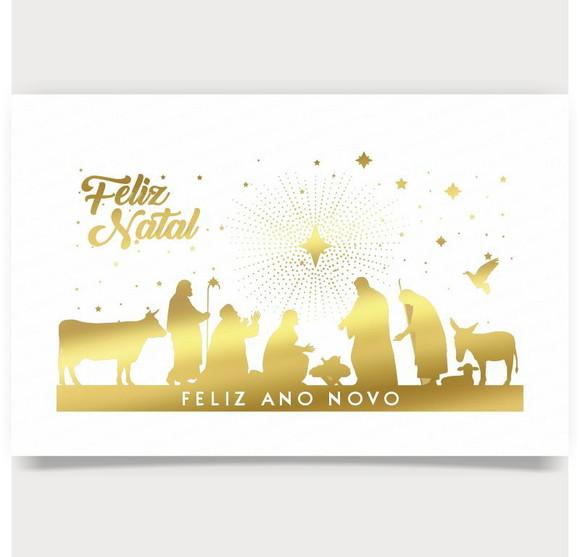 Cartão de Natal Person Branco com Dourado 30-012