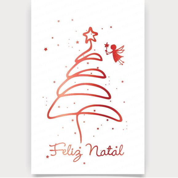 Cartão de Natal Person Branco com Hotstamp Vermelho 30-011