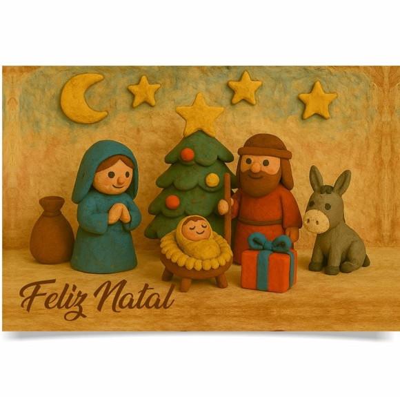 Cartão de Natal Personalizado com Dobra