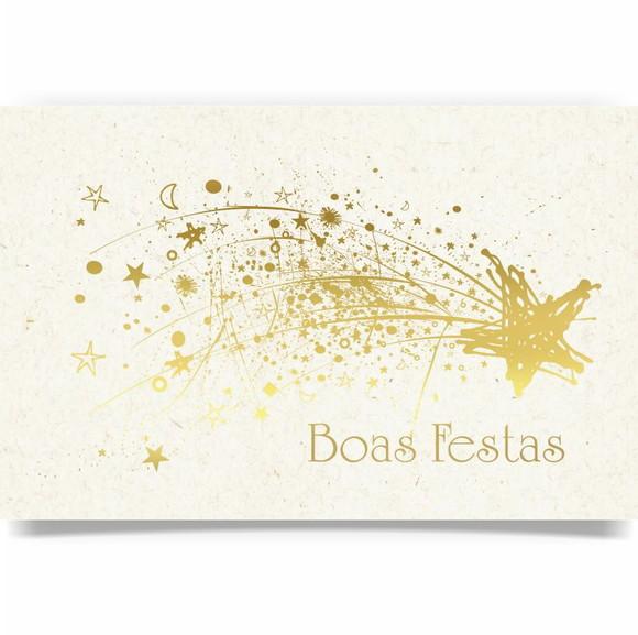 Cartão de natal personalizado com dobra, hotstamp dourado