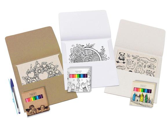 Cartão de Pintar + Lápis de Cor, Personalizados. Dois Anjos.