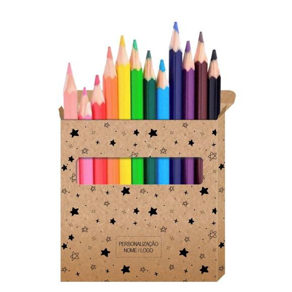 Cartão de Pintar + Lápis de Cor, Personalizados. Estrelas.