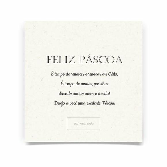 Cartão Feliz Páscoa, com dobra, quadrado.