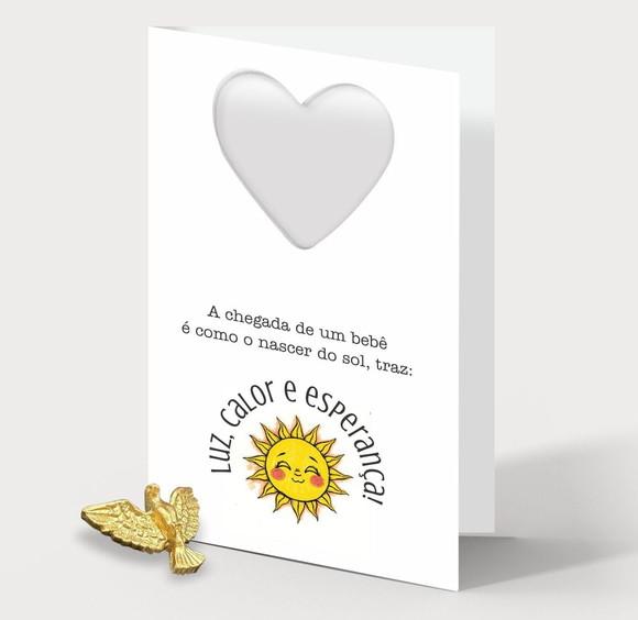 Cartão Maternidade Person c/ Aplique Divino Espírito Dourado