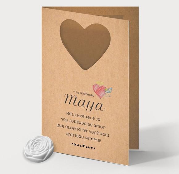 Cartão Maternidade Personalizado c/ Aplique Mini Flor Branca