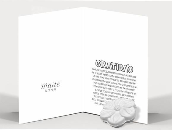 Cartão Maternidade Personalizado c/ Aplique Sabonete Flor