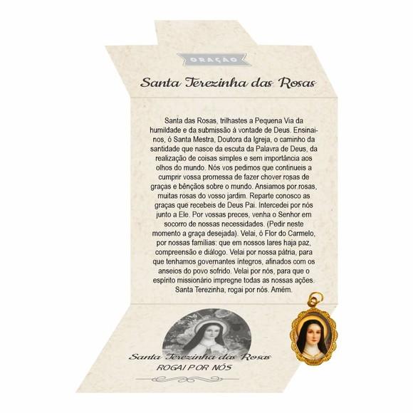 Cartão Person. + Medalhinha de Santa Terezinha das Rosas