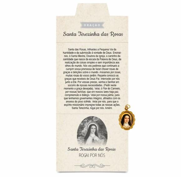 Cartão Person. + Medalhinha de Santa Terezinha das Rosas
