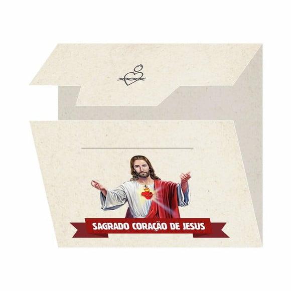 Cartão person. + medalhinha do Sagrado Coração de Jesus