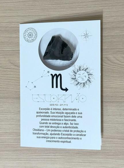 Cartão Person. Signo Escorpião + Obsidiana. Pct c/ 12 Kits.
