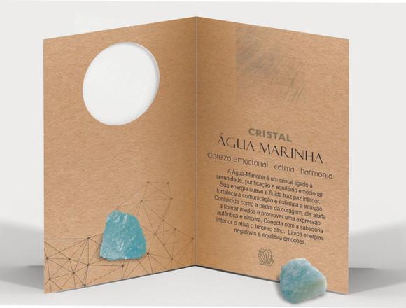 Cartão Personalizado + Cristal Água Marinha. Pct c/ 12 Kits.