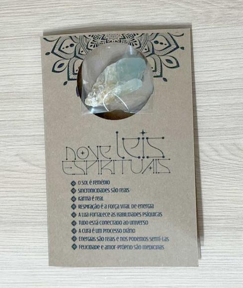 Cartão Personalizado + Cristal Água Marinha. Pct c/ 12 Kits.