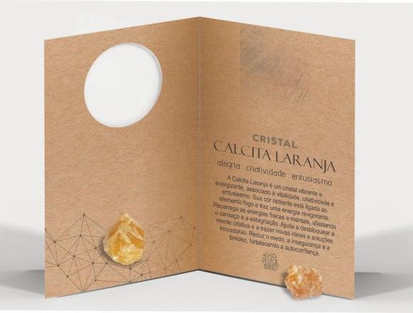 Cartão Personalizado + Cristal Calcita Laranja. Pct C/12kits