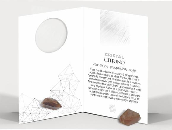 Cartão Personalizado + Cristal Citrino. Pct c/ 12 Kits.