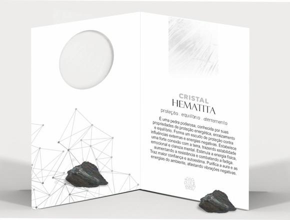 Cartão Personalizado + Cristal Hematita. Pct c/ 12 Kits.