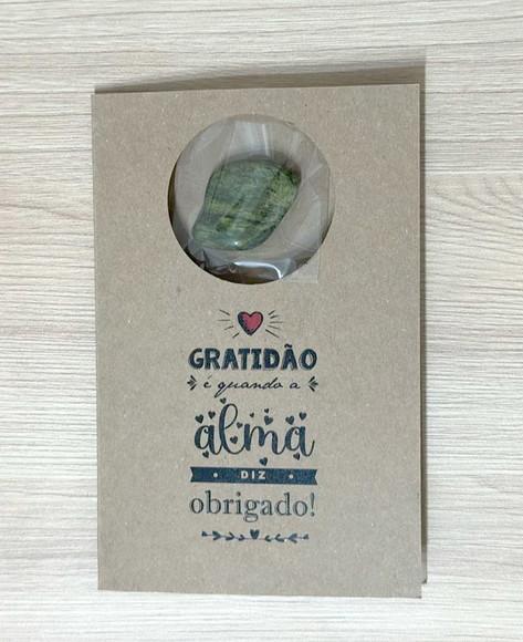 Cartão Personalizado + Cristal Jade. Pct c/ 12 Kits.
