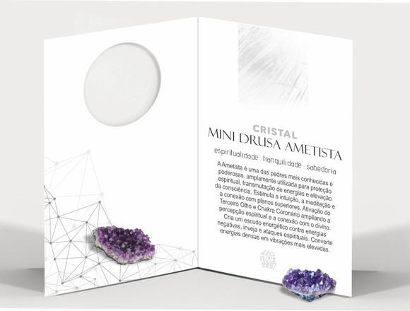 Cartão Personalizado + Cristal Mini Drusa Ametista. Kit C/12