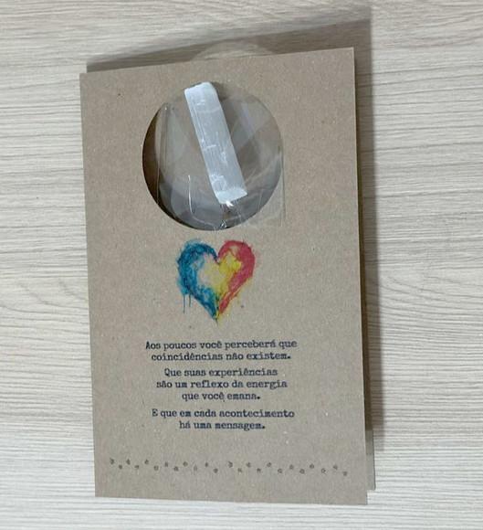 Cartão Personalizado + Cristal Selenita. Pct c/ 12 Kits.