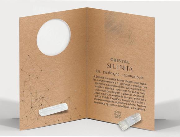 Cartão Personalizado + Cristal Selenita. Pct c/ 12 Kits.