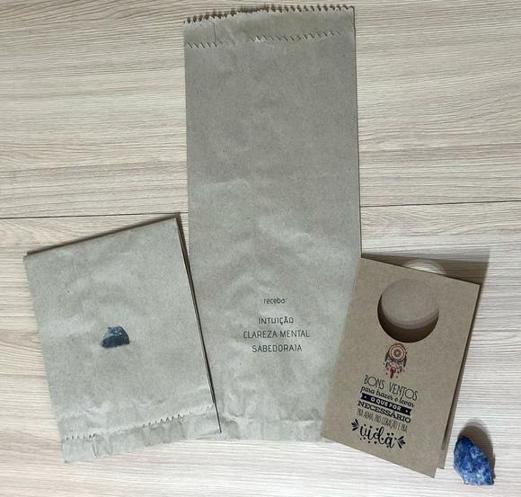 Cartão Personalizado + Cristal Sodalita. Pct c/ 12 Kits.