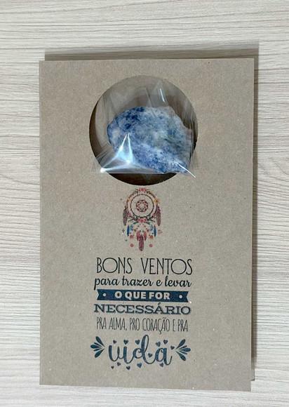 Cartão Personalizado + Cristal Sodalita. Pct c/ 12 Kits.