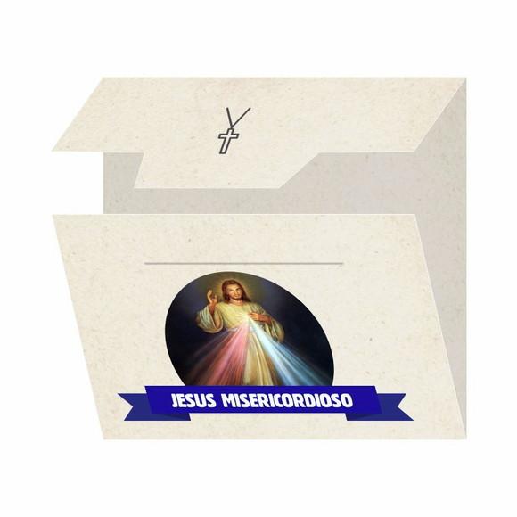 Cartão personalizado + medalhinha de Jesus Misericordioso