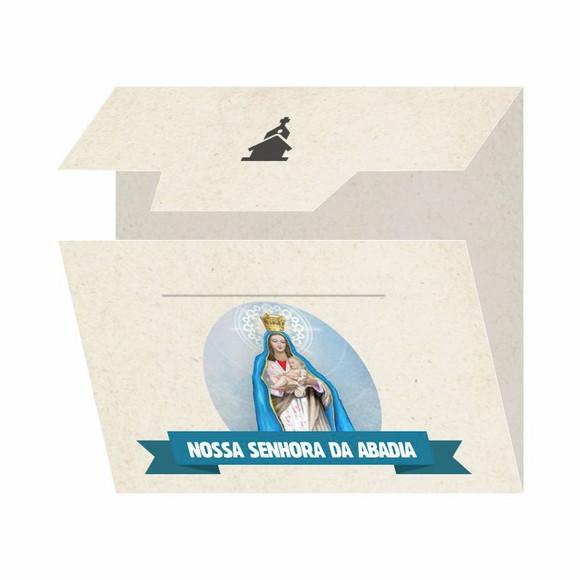 Cartão personalizado + medalhinha de N. Sra. da Abadia