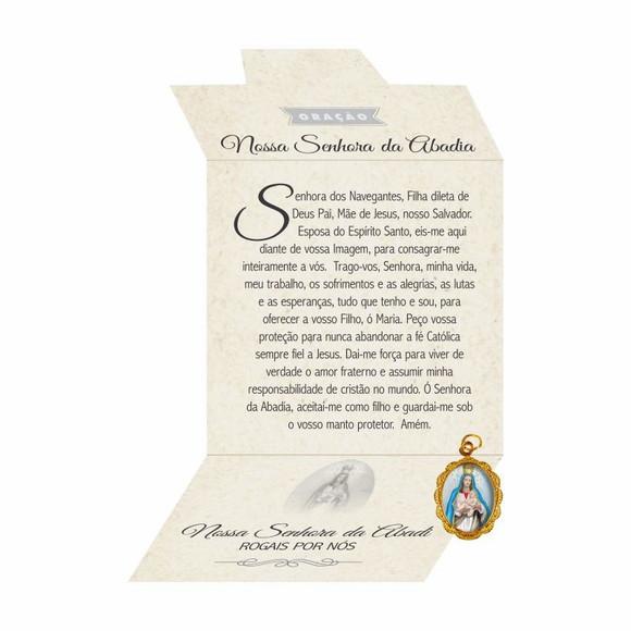 Cartão personalizado + medalhinha de N. Sra. da Abadia
