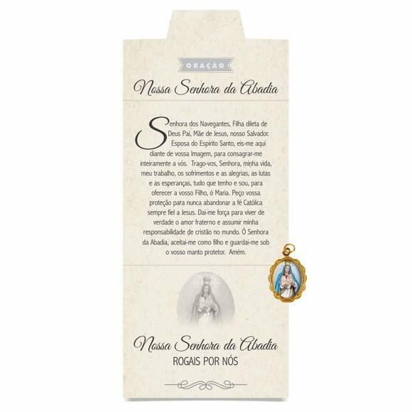 Cartão personalizado + medalhinha de N. Sra. da Abadia