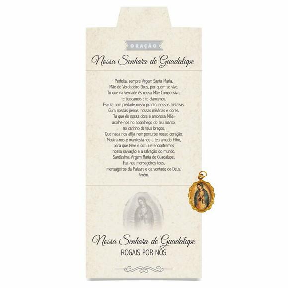 Cartão personalizado + medalhinha de N. Sra. de Guadalupe