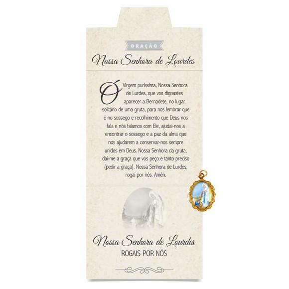 Cartão personalizado + medalhinha de N. Sra. de Lourdes