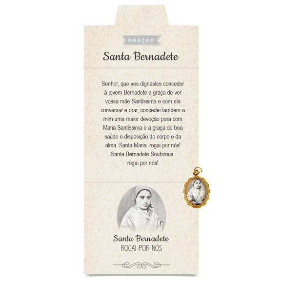 Cartão Personalizado + Medalhinha de Santa Bernadete