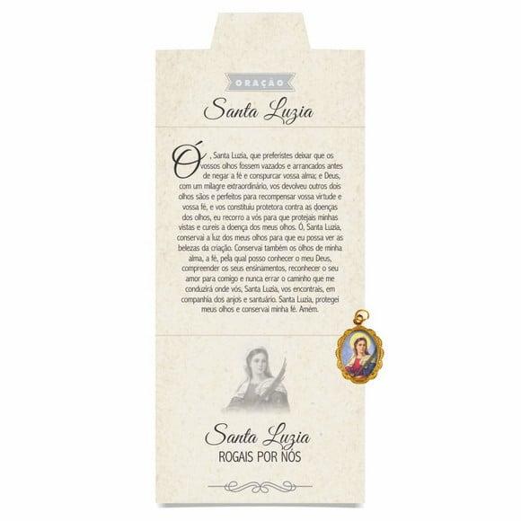 Cartão personalizado + medalhinha de Santa Luzia