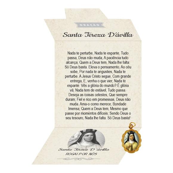 Cartão Personalizado + Medalhinha de Santa Tereza D´ávila