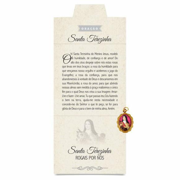 Cartão personalizado + medalhinha de Santa Terezinha