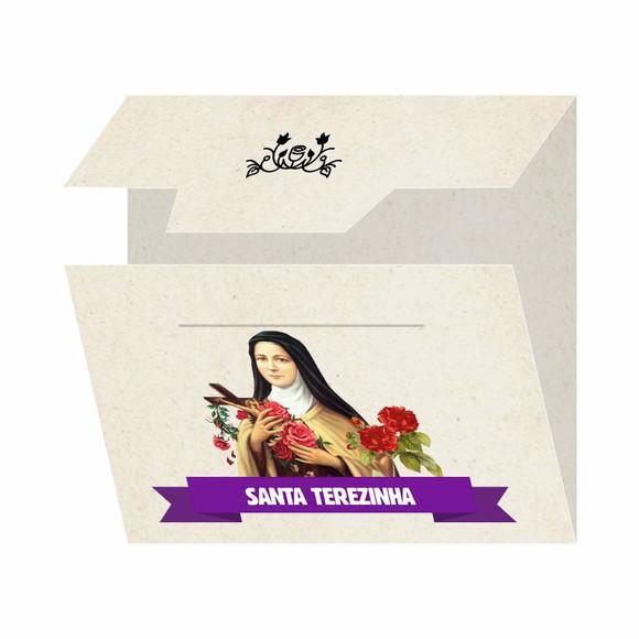 Cartão personalizado + medalhinha de Santa Terezinha