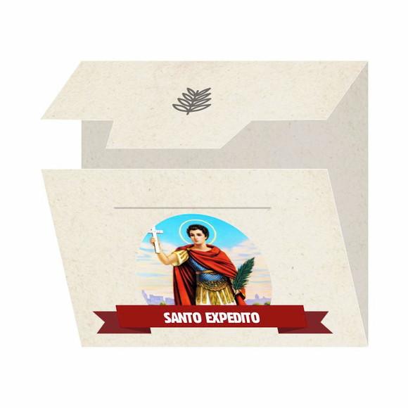 Cartão personalizado + medalhinha de Santo Expedito