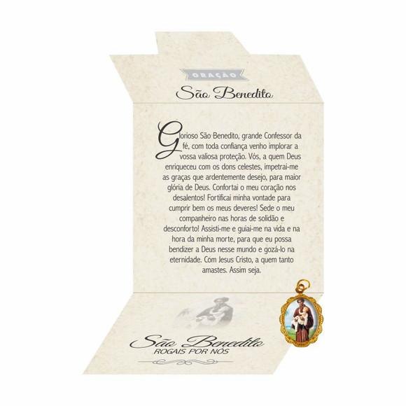 Cartão personalizado + medalhinha de São Benedito