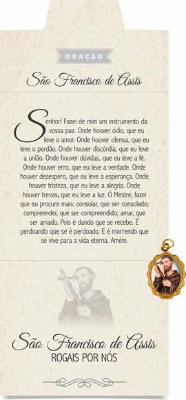 Cartão personalizado + medalhinha de São Francisco de Assis