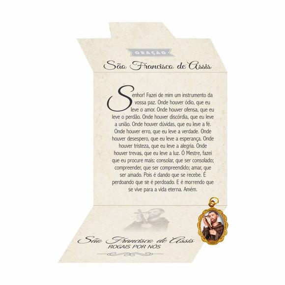 Cartão personalizado + medalhinha de São Francisco de Assis