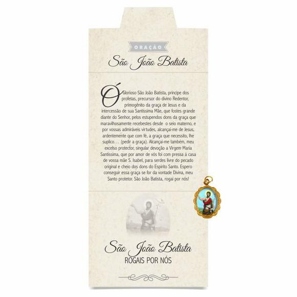 Cartão personalizado + medalhinha de São João Batista