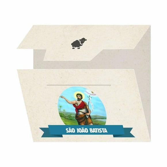 Cartão personalizado + medalhinha de São João Batista